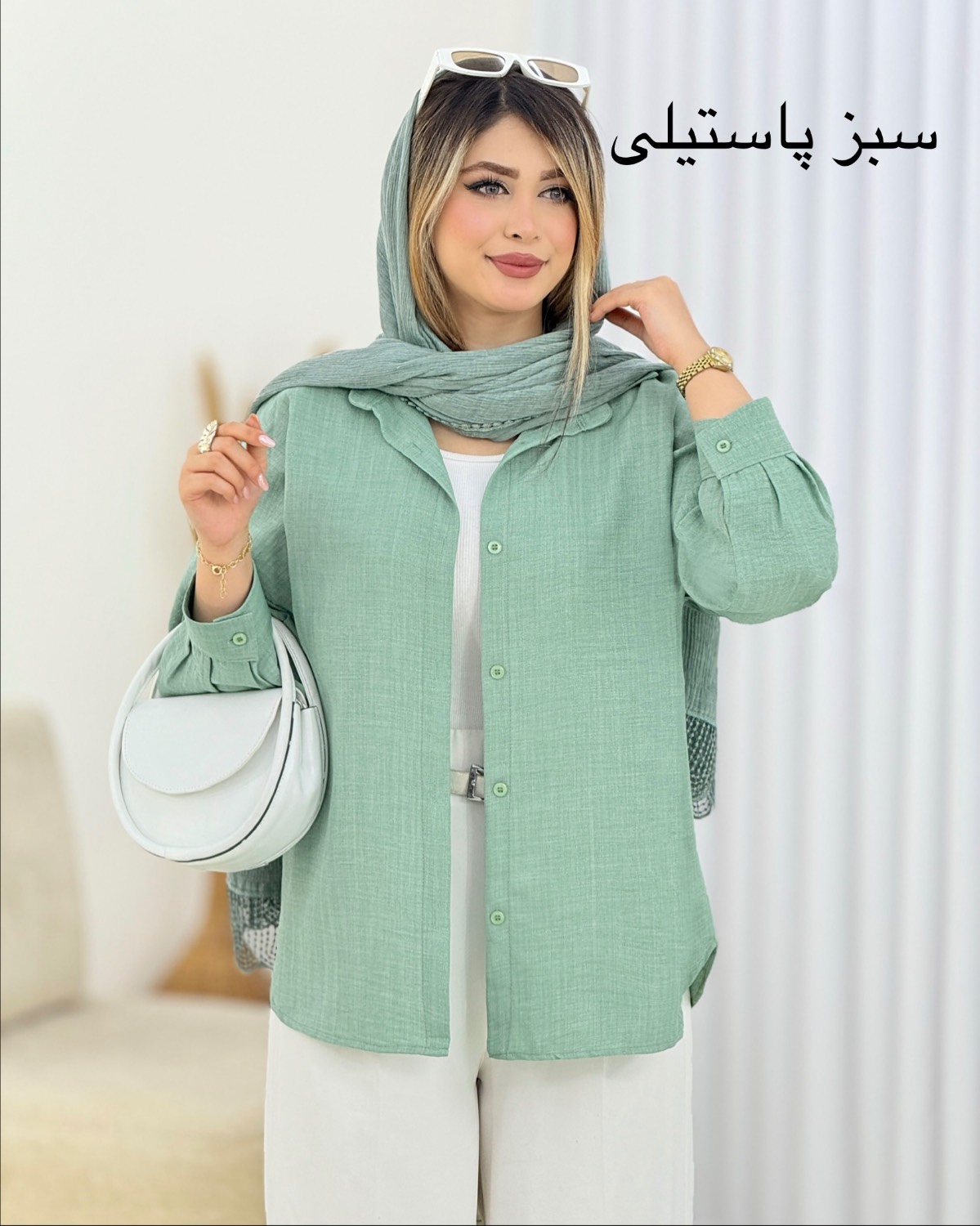 شومیز دکمه‌دار شانتون ژاکارد کد i667
