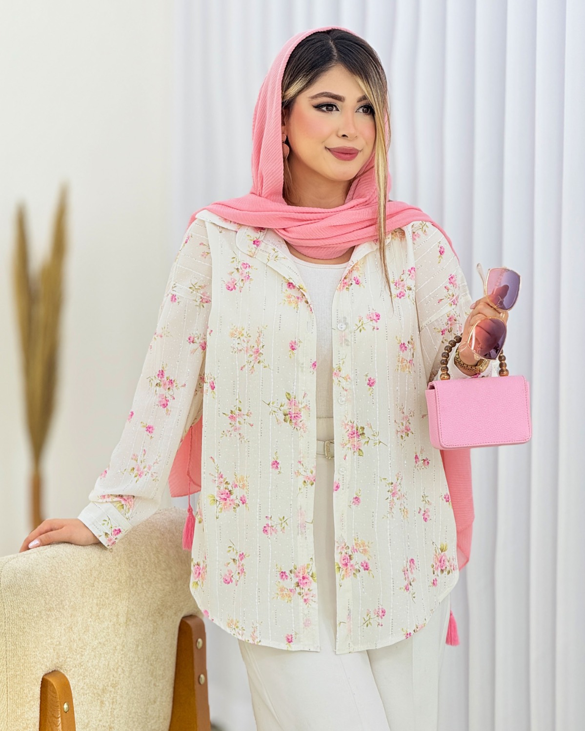شومیز نگینی طرح گل کد i807
