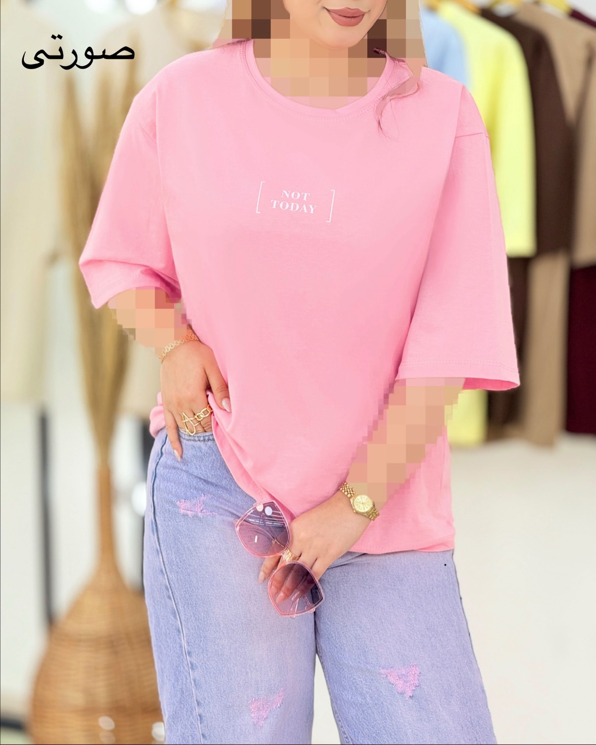 تیشرت باکسی چاپی نخ پنبه کد i415