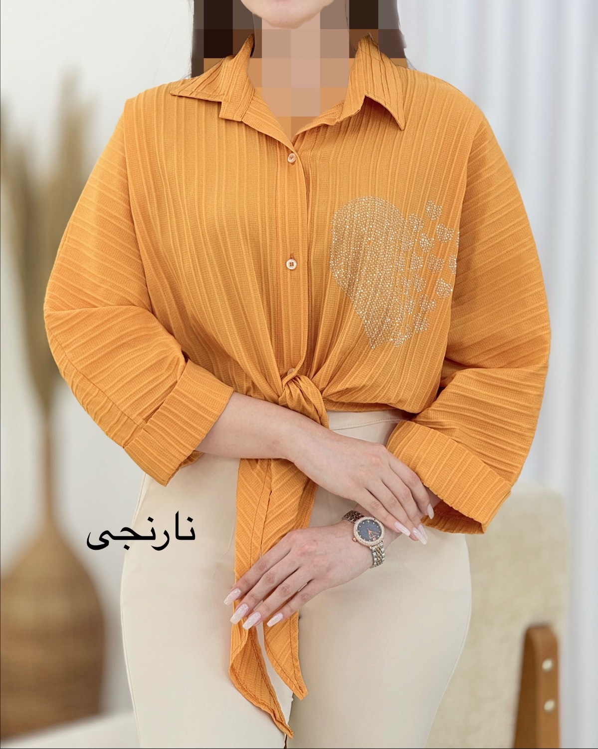 شومیز جلو گره نگین دار کد i445