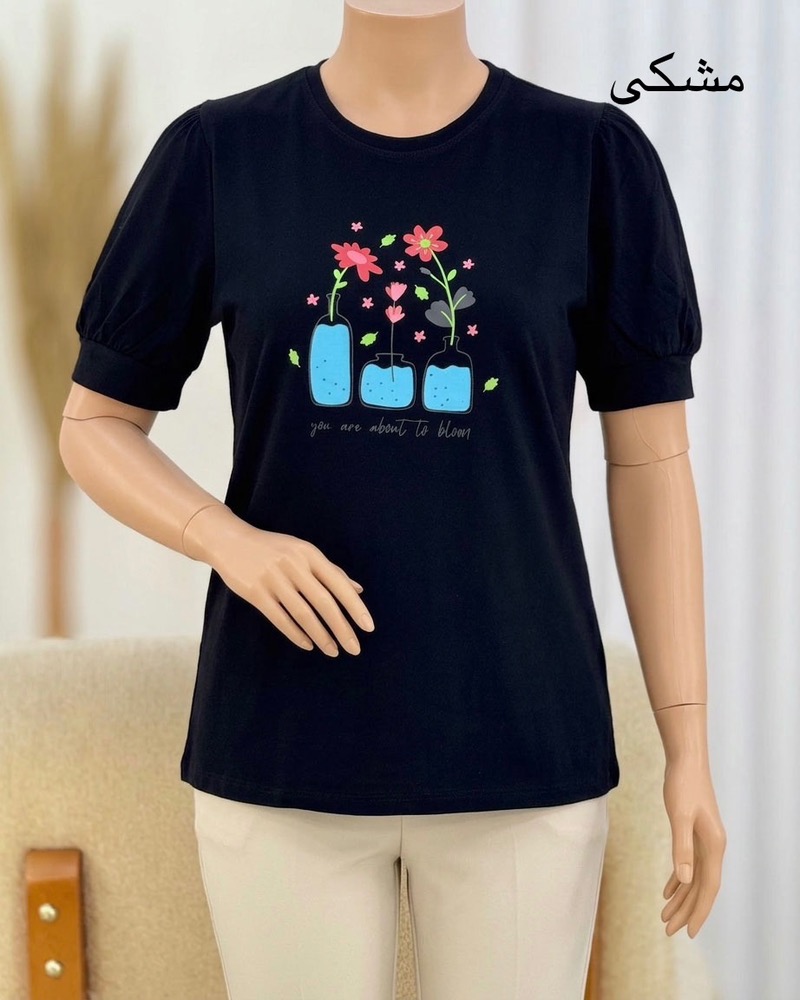 تیشرت چین‌دار طرح گل کد i666