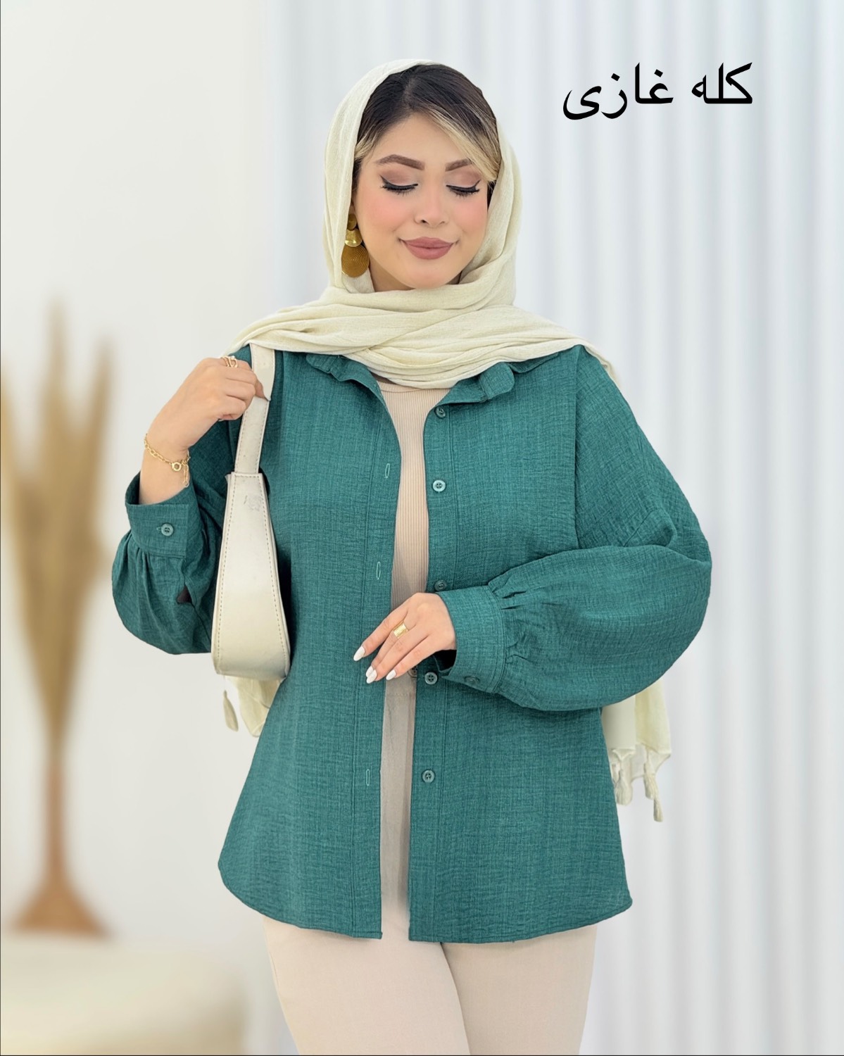 شومیز دکمه‌دار شانتون ژاکارد کد i667