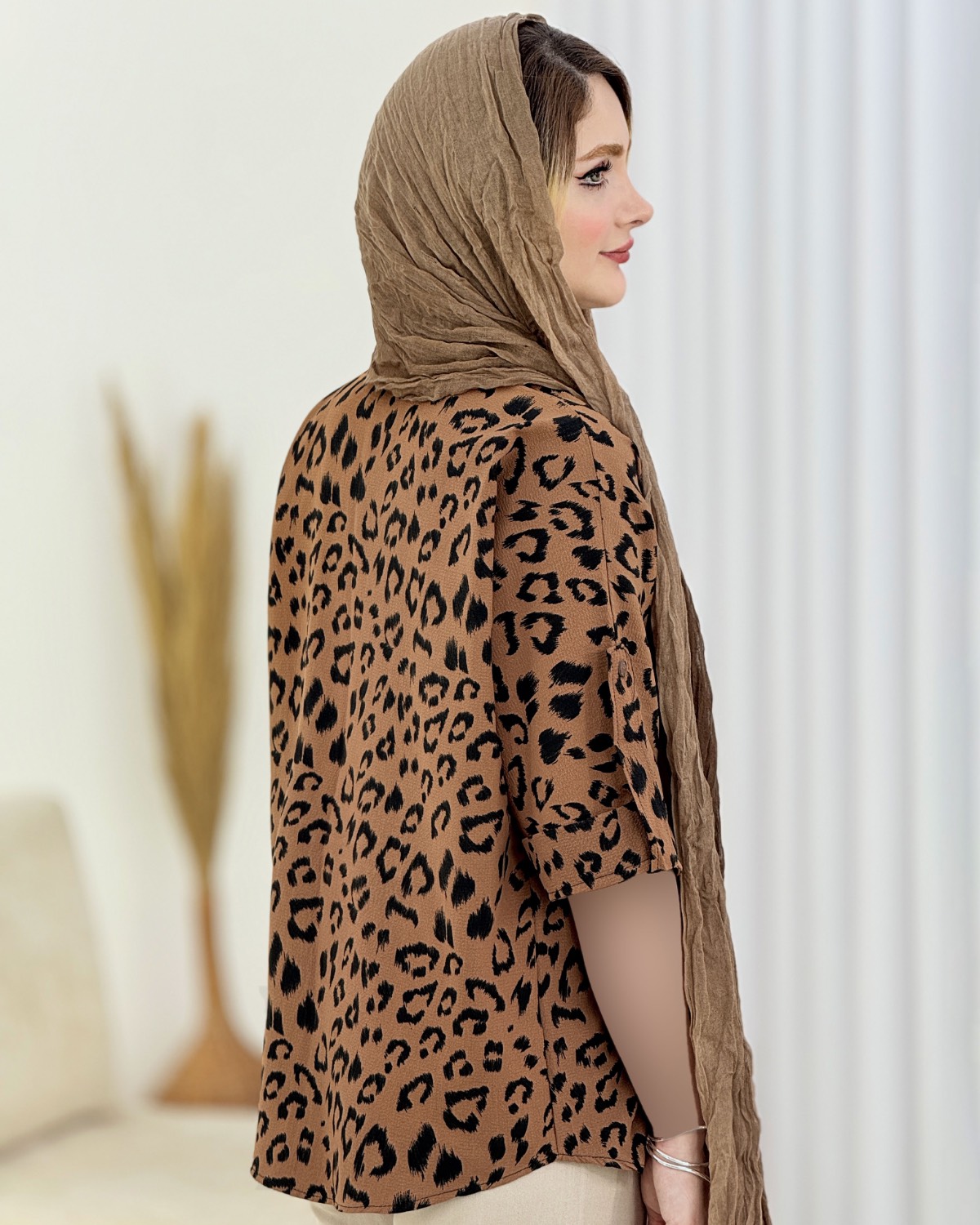 شومیز ینزی پلنگی پاگون‌دار کد i773