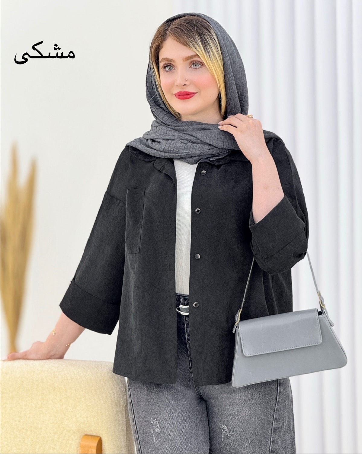 شومیز مانتویی تک جیب پری کد i763