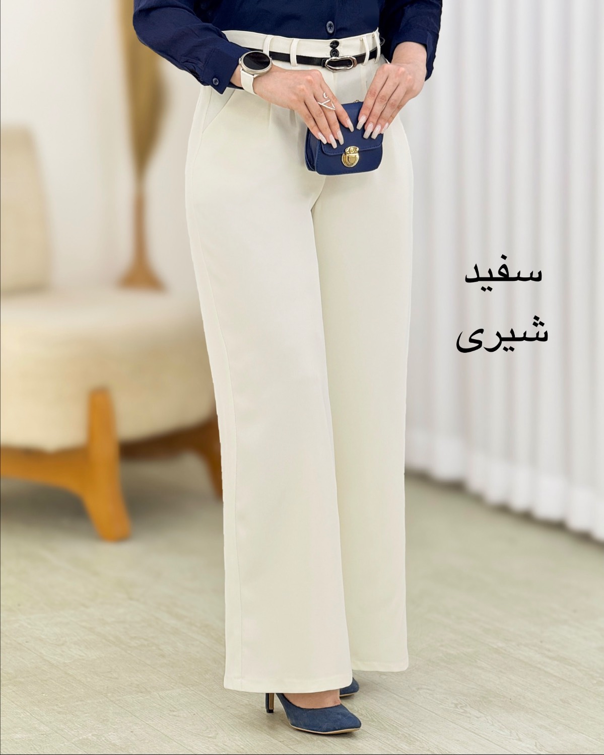 شلوار فول بگ کرپ پیل‌دار کد i834