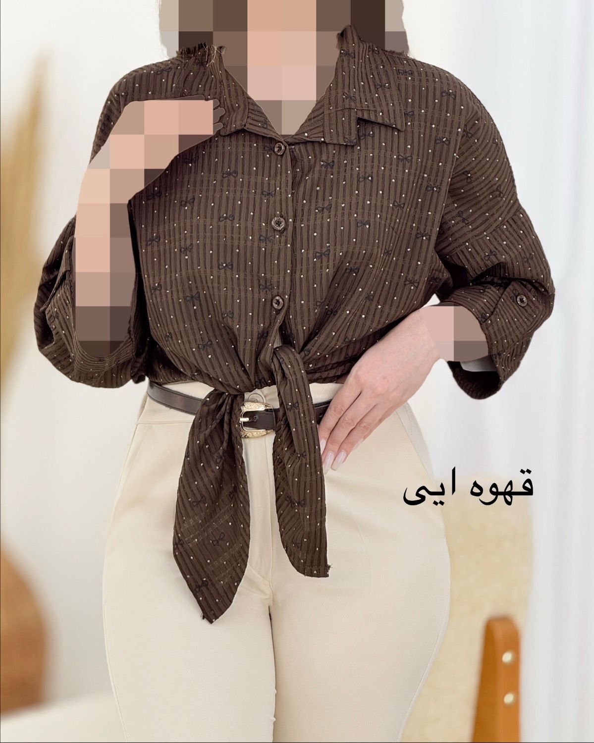 شومیز گره ای پاپیون‌ دار اطلس کد i747