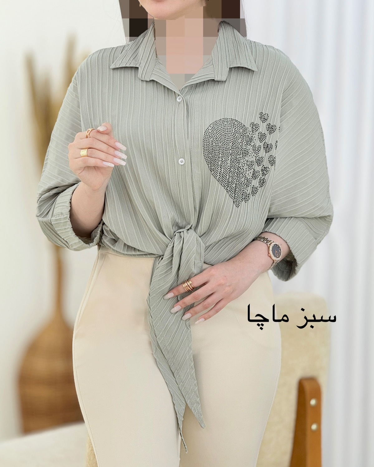 شومیز جلو گره نگین دار کد i445