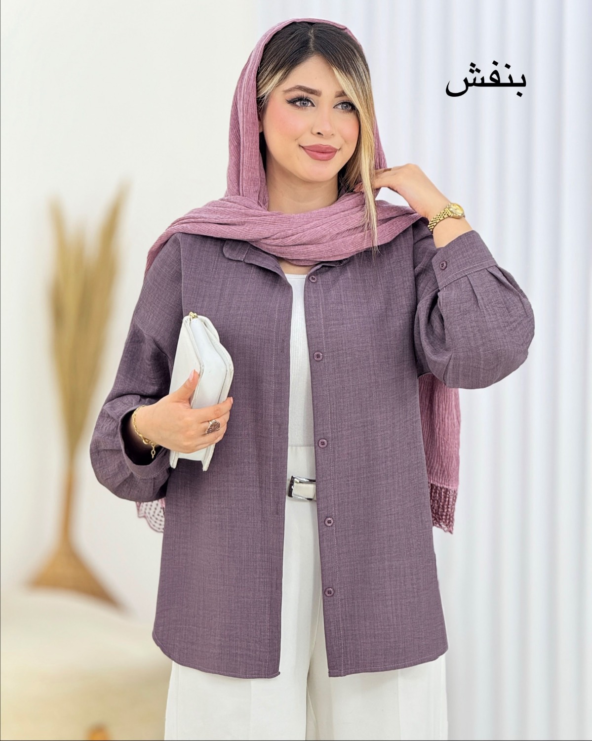 شومیز دکمه‌دار شانتون ژاکارد کد i667