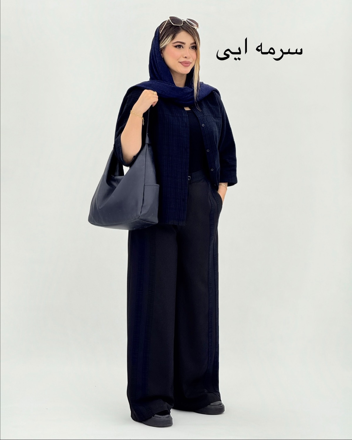 ست شومیز و شلوار دوخط پشت پیل کد i752