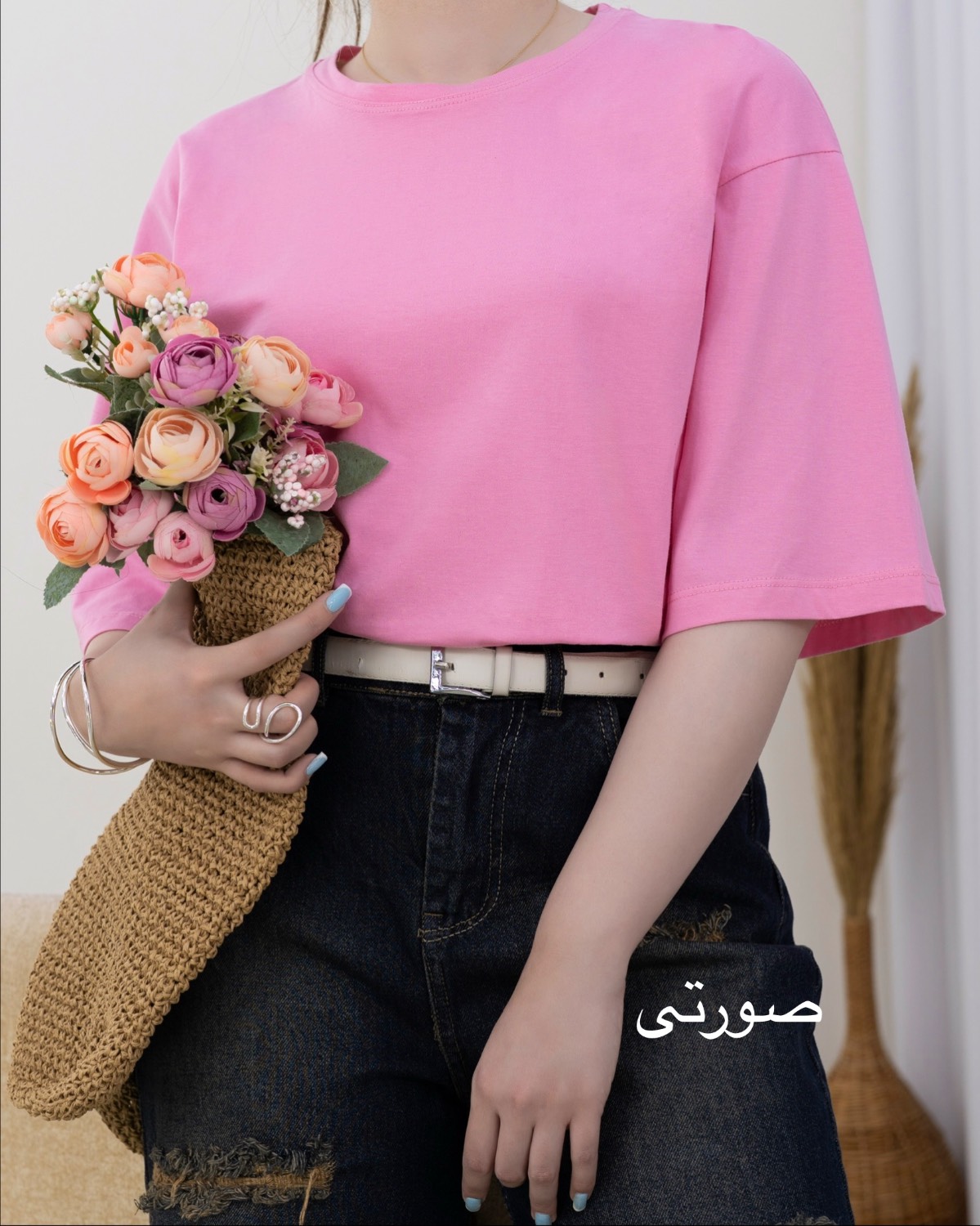 تیشرت باکسی رنگی نخ پنبه کد i770