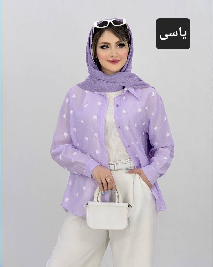 شومیز گلدار شیشه ای نگین‌دار کد i962