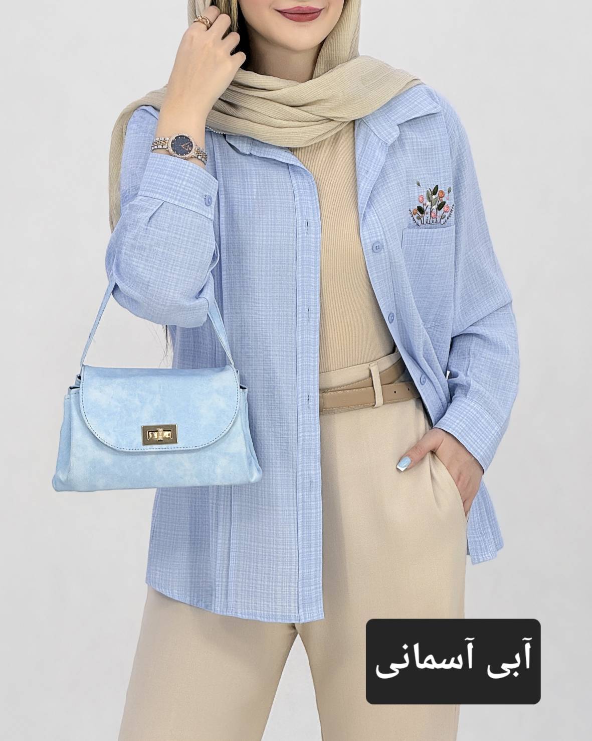 شومیز لینن پیله دار گلدوزی کد i947
