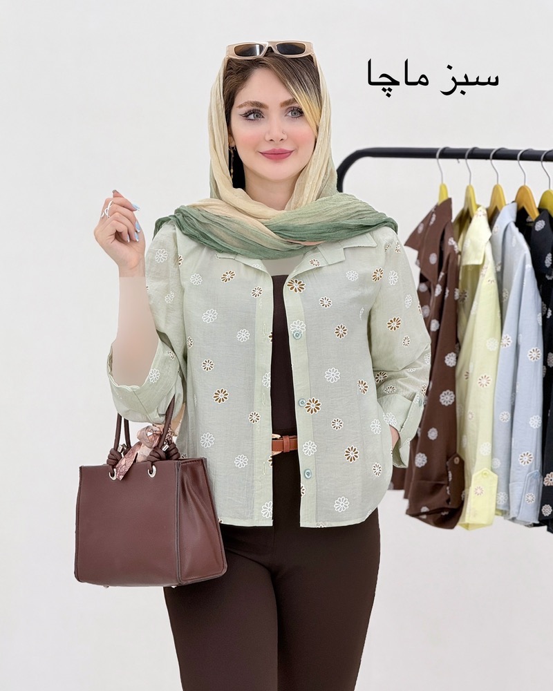 شومیز باکسی شیشه ای طرح گل کد i859