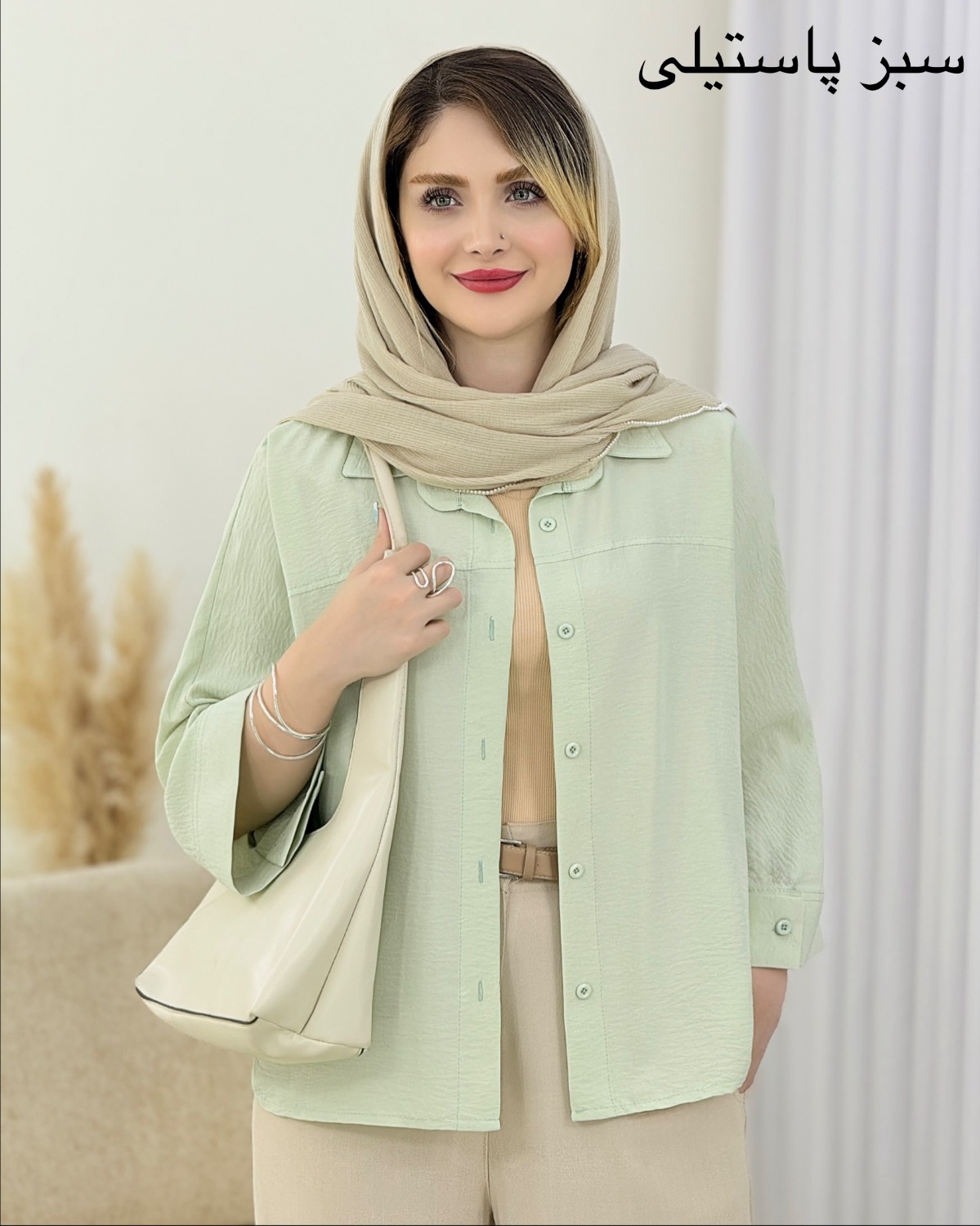 شومیز آستین دو دکمه پری صابونی کد i994