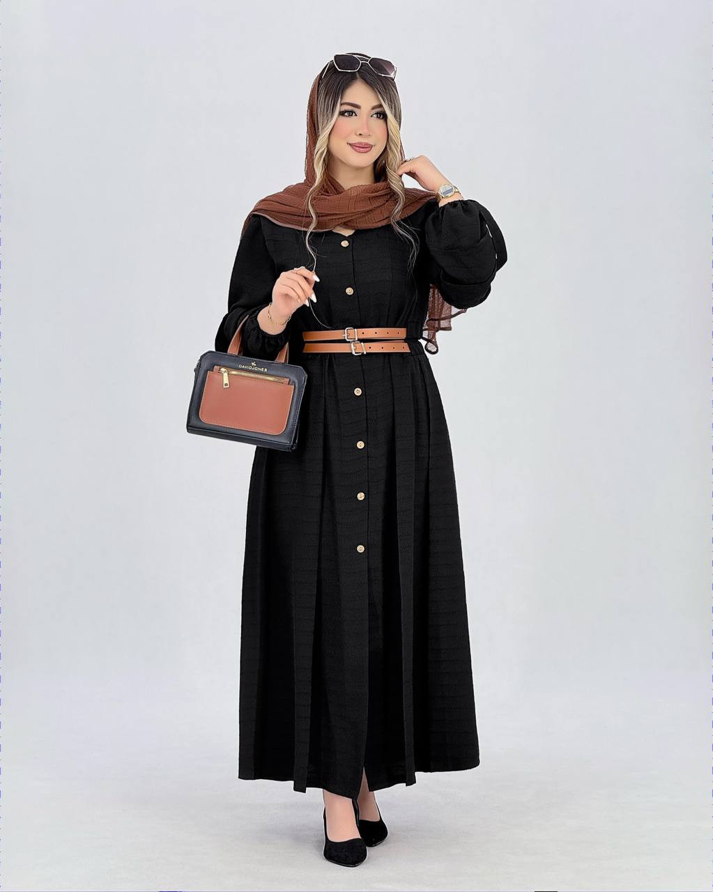پیراهن دو کمربندی کوک دوزی کد j042