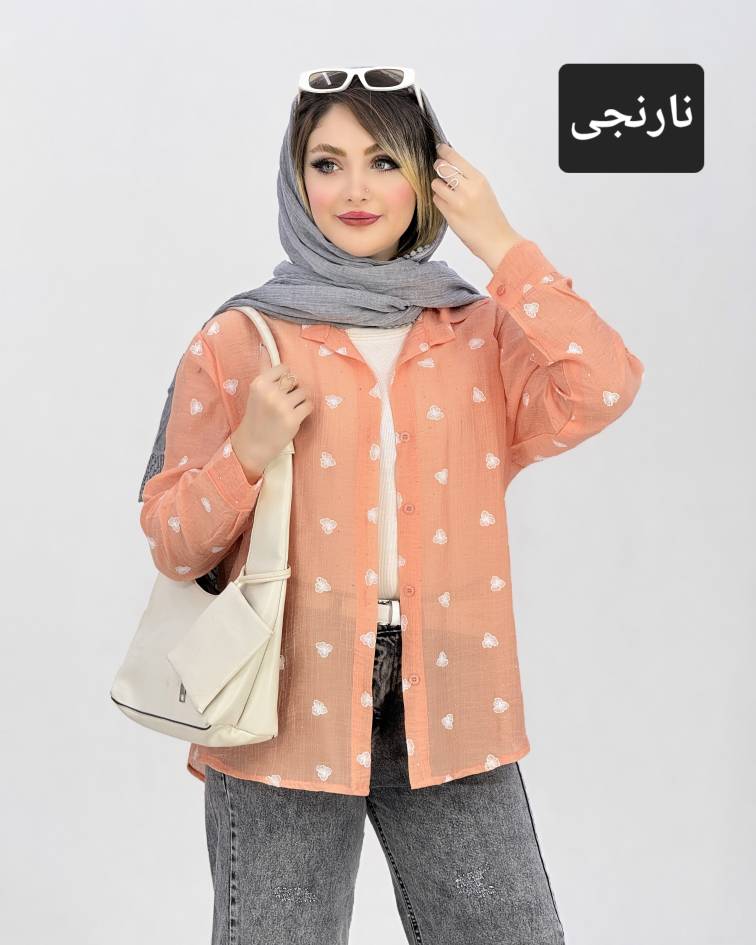 شومیز گلدار شیشه ای نگین‌دار کد i962