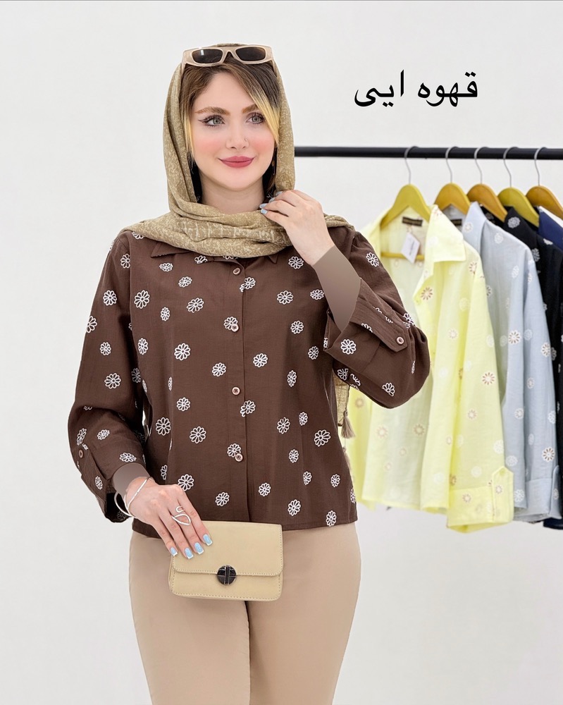 شومیز باکسی شیشه ای طرح گل کد i859