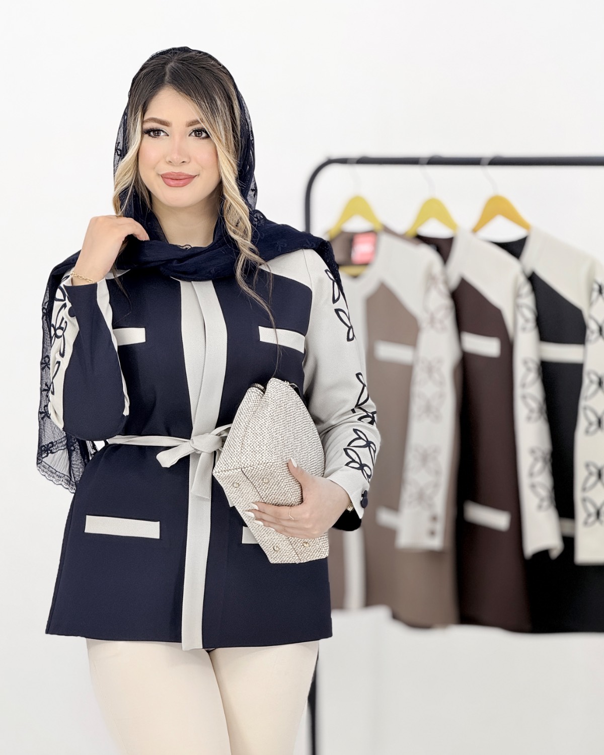 کت کج راه گلدوزی بنددار کد i987