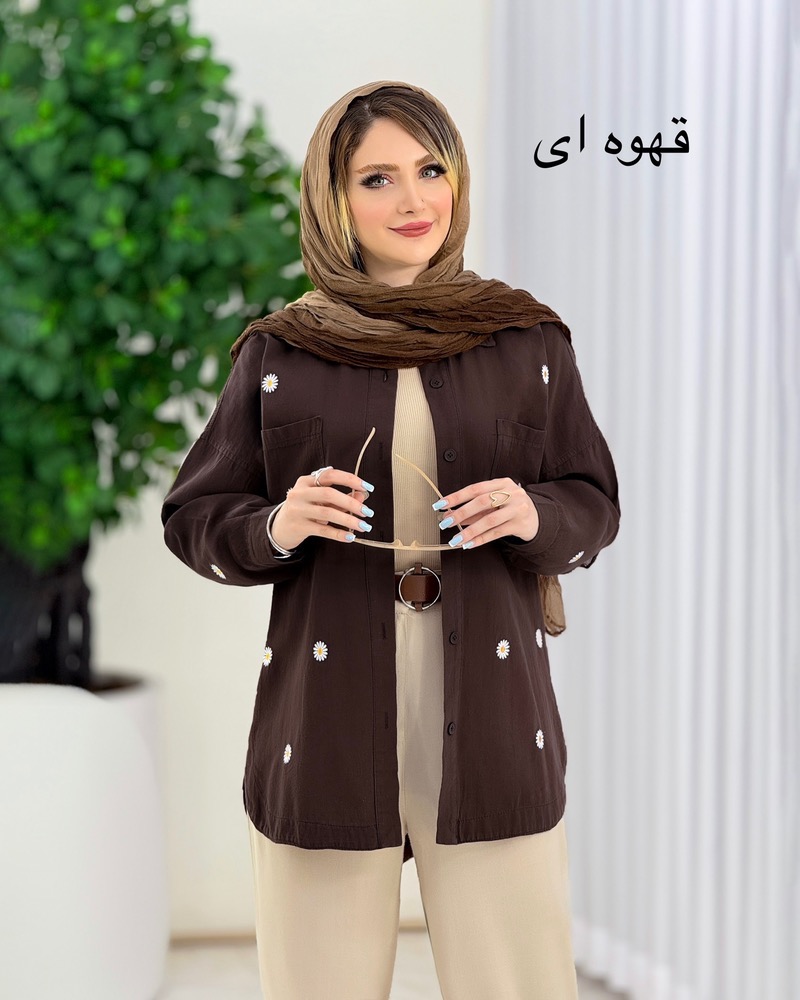شومیز دو جیب لیین طرح بابونه کد i960