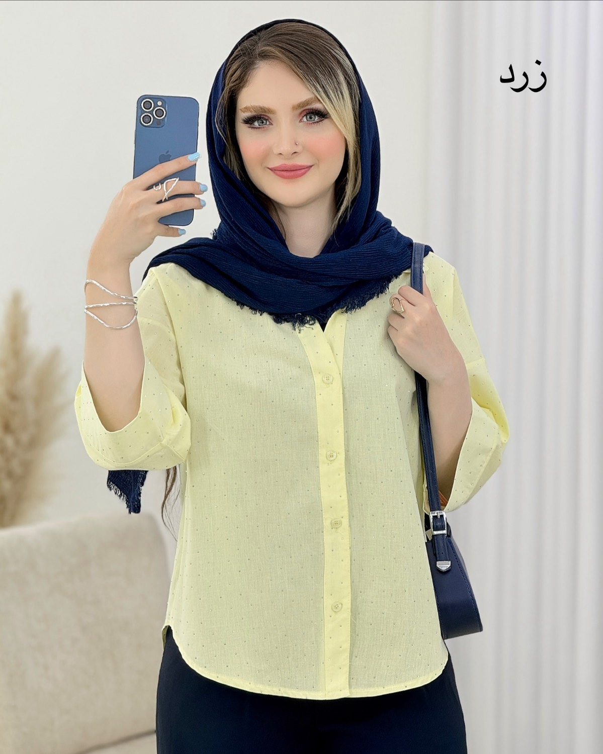 شومیز نگینی پشت پیل لینن کد i998