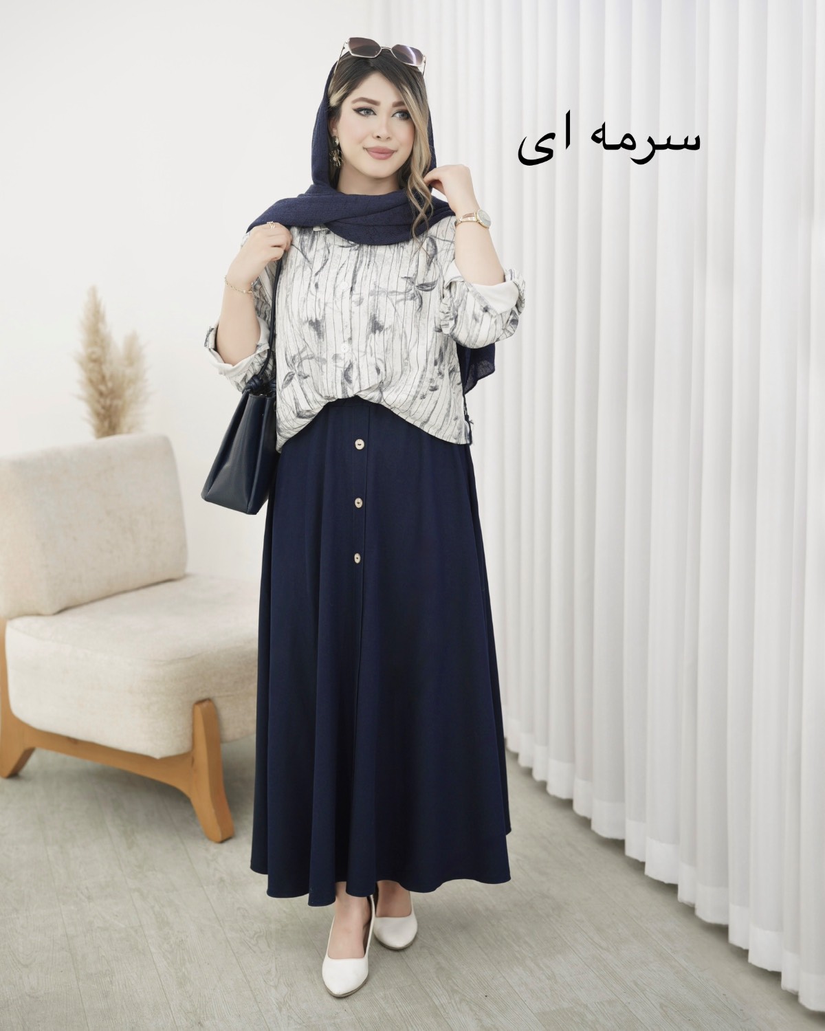 ست شومیز دامن گره ای چاپی کد i921