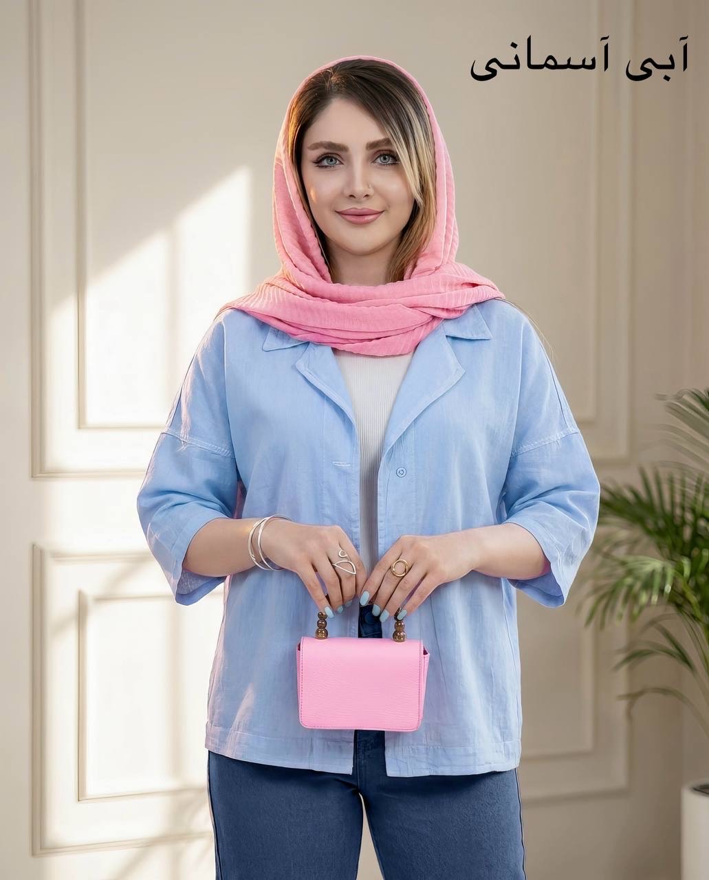 شومیز لینن یقه شکاری کد i926