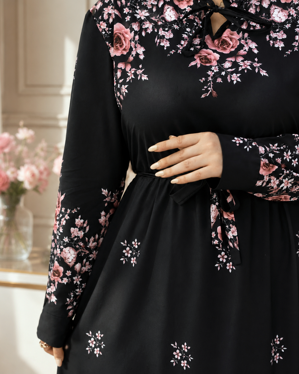 پیراهن بلند طرح گل کد i913