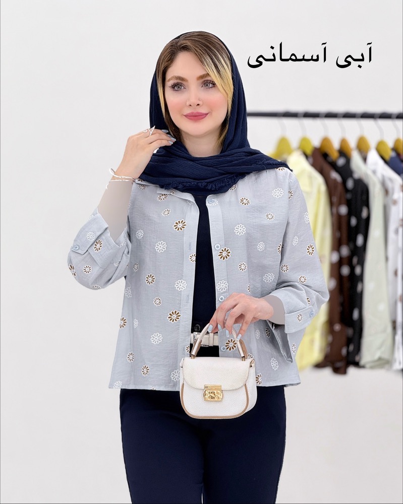 شومیز باکسی شیشه ای طرح گل کد i859