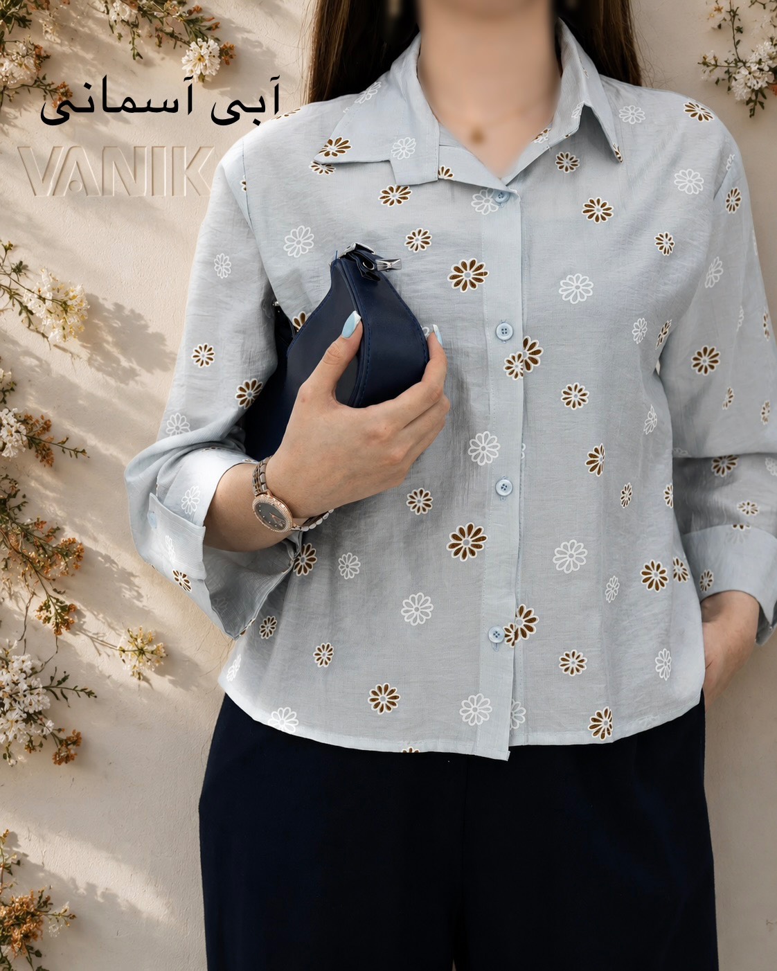 شومیز باکسی شیشه ای طرح گل کد i859