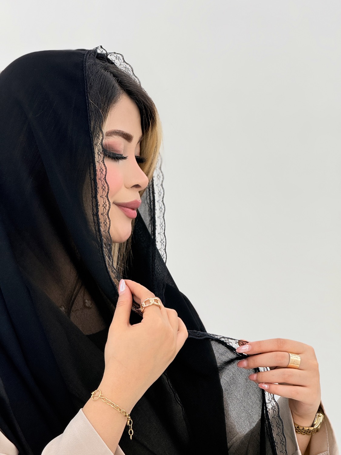 شال حریر دانتل دار کد i852
