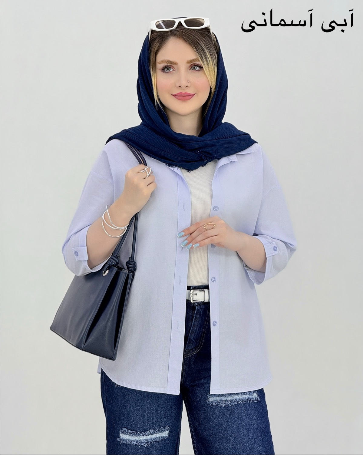 شومیز لینن پاگون دار هلالی کد i950