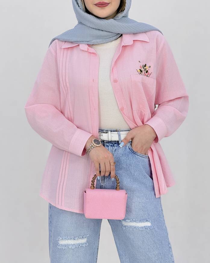 شومیز لینن پیله دار گلدوزی کد i947