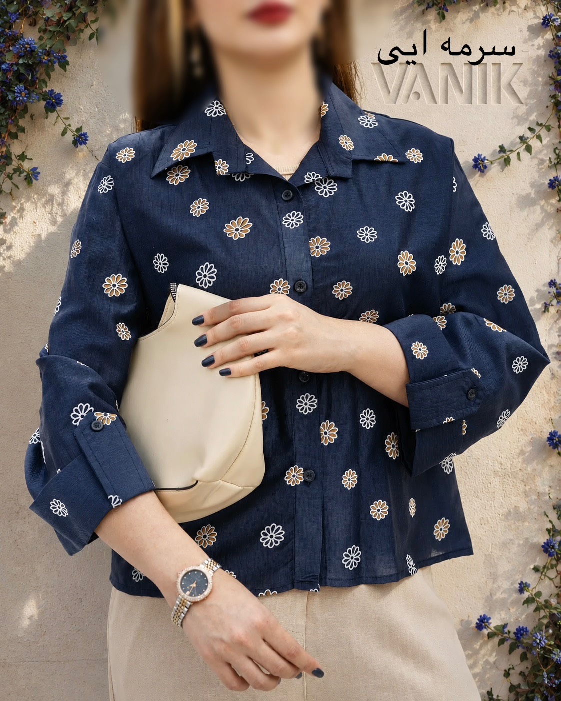 شومیز باکسی شیشه ای طرح گل کد i859
