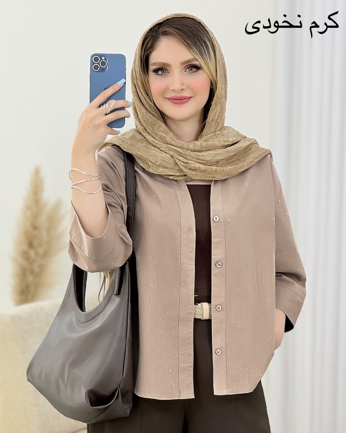 شومیز نگینی پشت پیل لینن کد i998