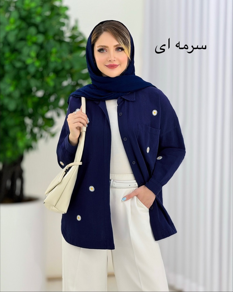 شومیز دو جیب لیین طرح بابونه کد i960