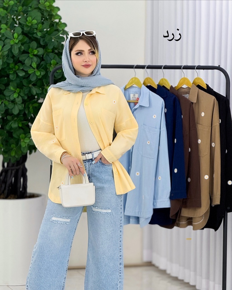 شومیز دو جیب لیین طرح بابونه کد i960