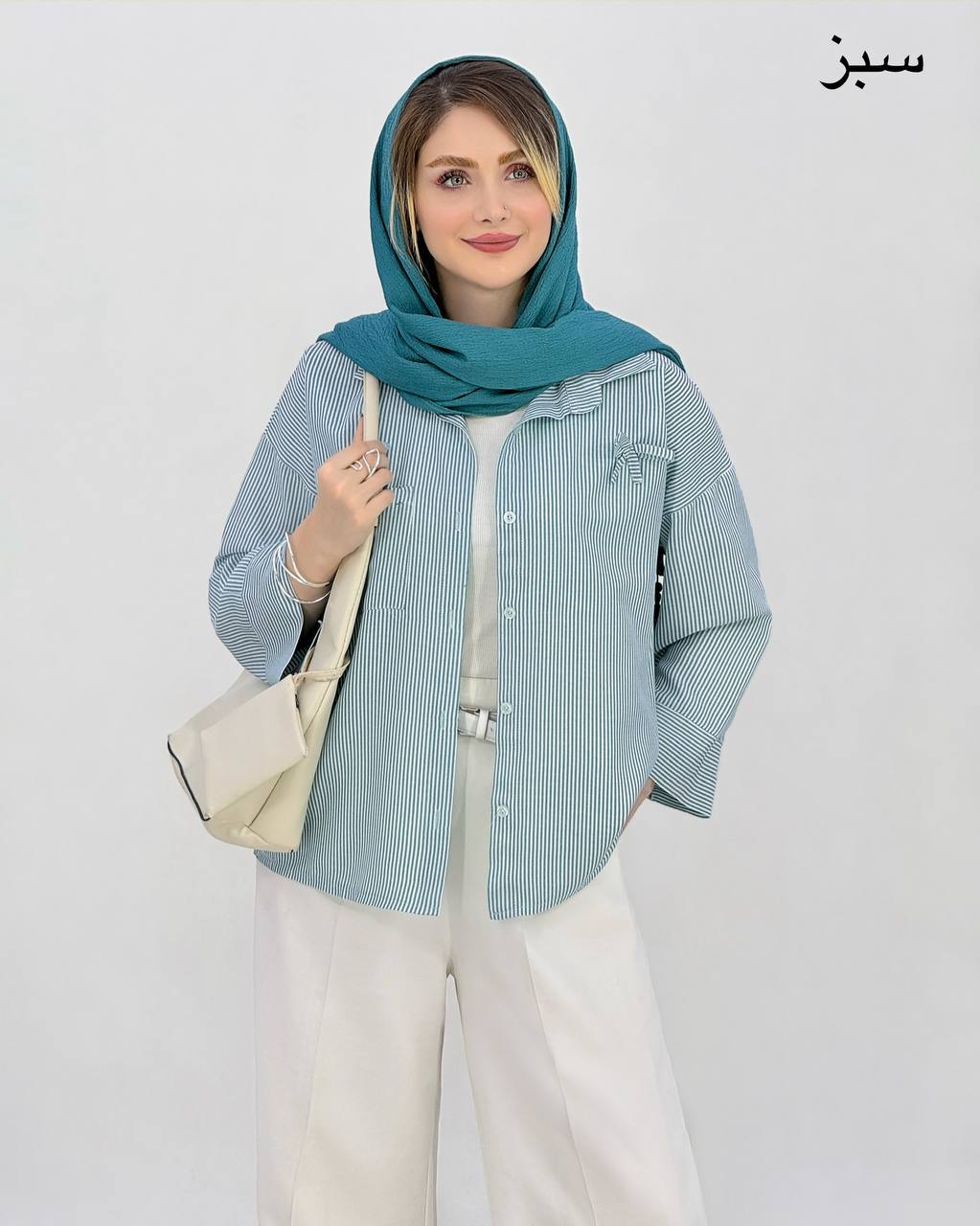 شومیز راه راه پاپیون‌دار پوپلین کد j045