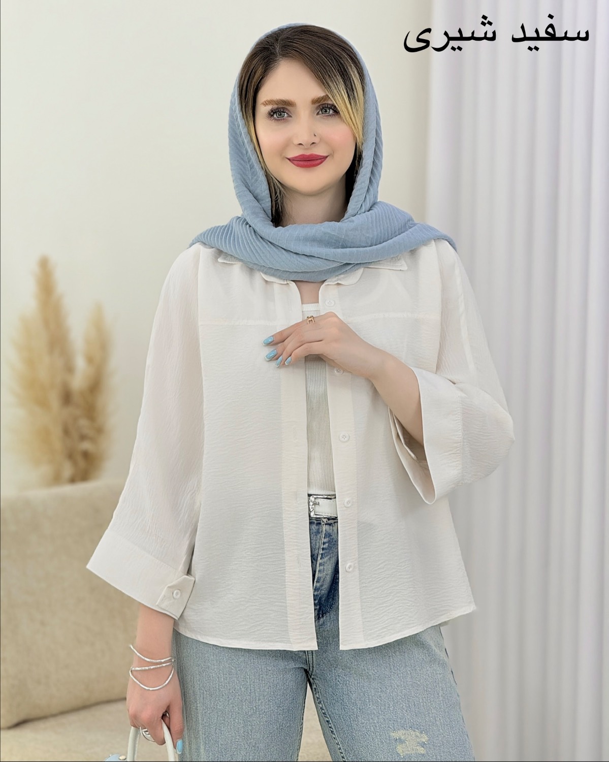 شومیز آستین دو دکمه پری صابونی کد i994