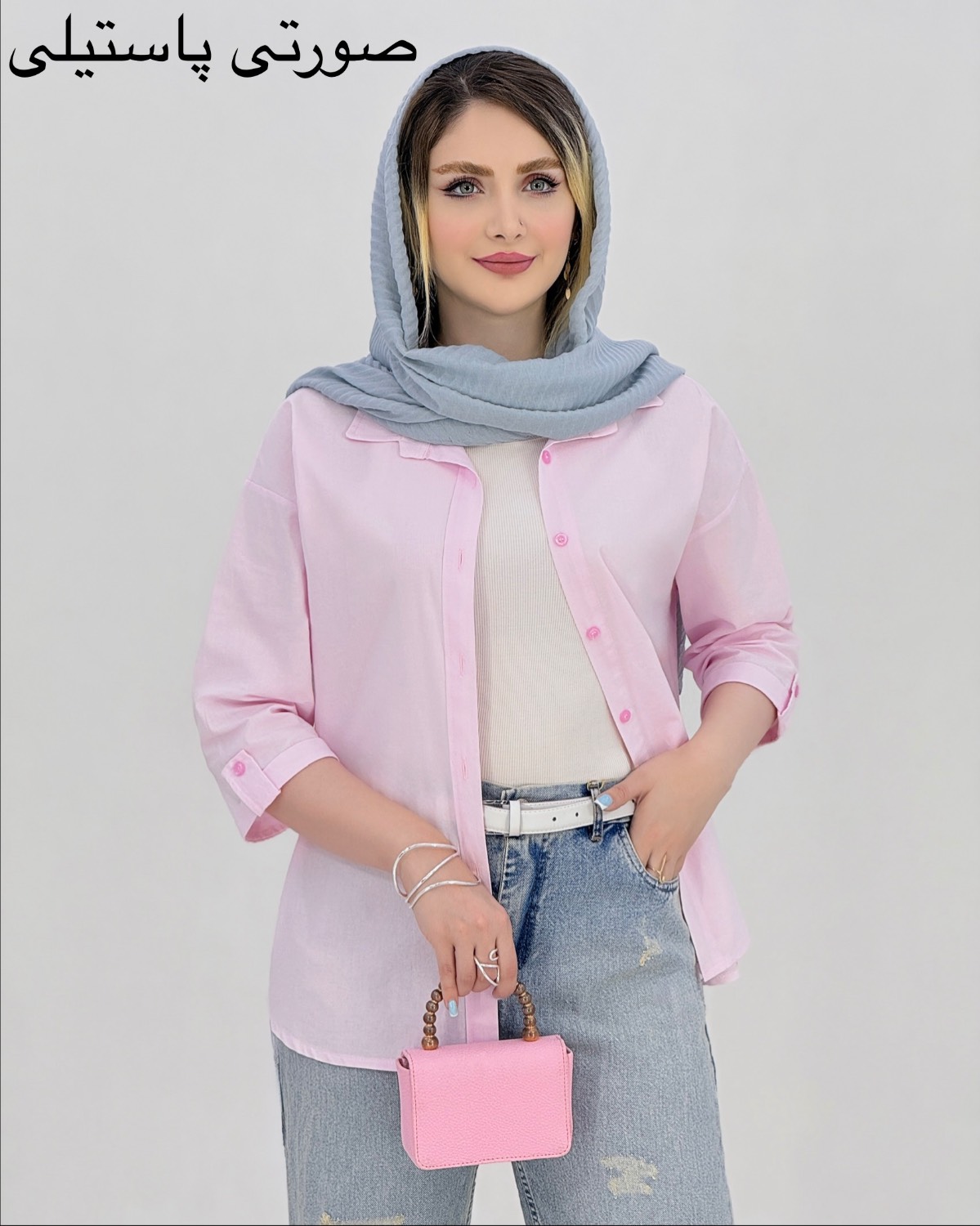 شومیز لینن پاگون دار هلالی کد i950