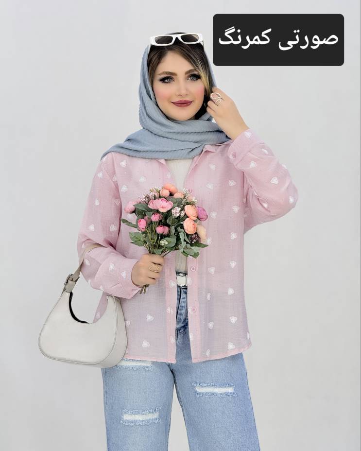 شومیز گلدار شیشه ای نگین‌دار کد i962