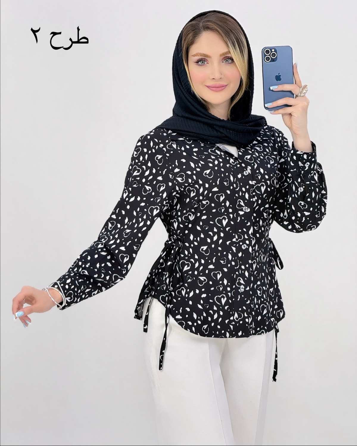 شومیز الیزه بغل بنددار کد i988