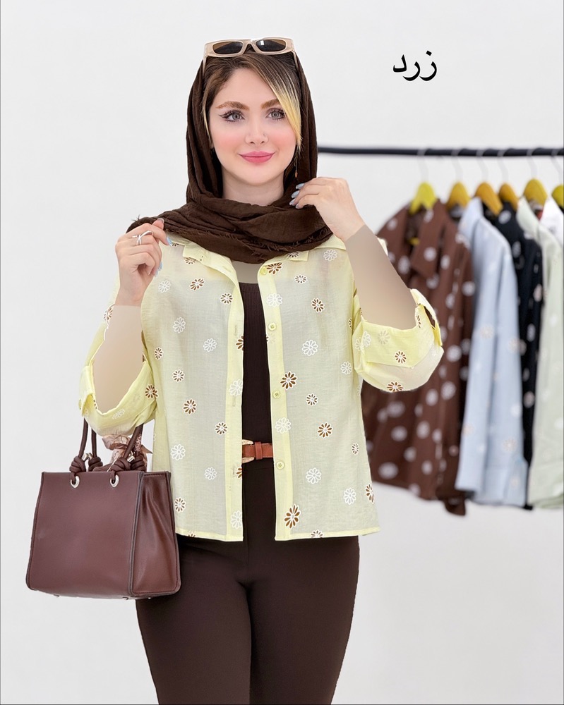 شومیز باکسی شیشه ای طرح گل کد i859