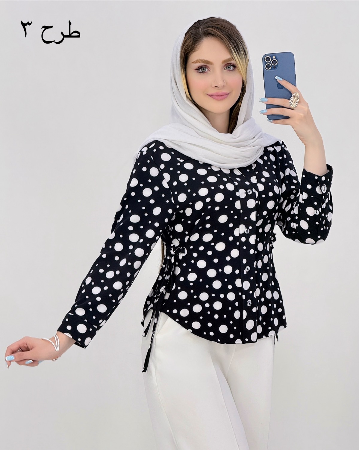 شومیز الیزه بغل بنددار کد i988