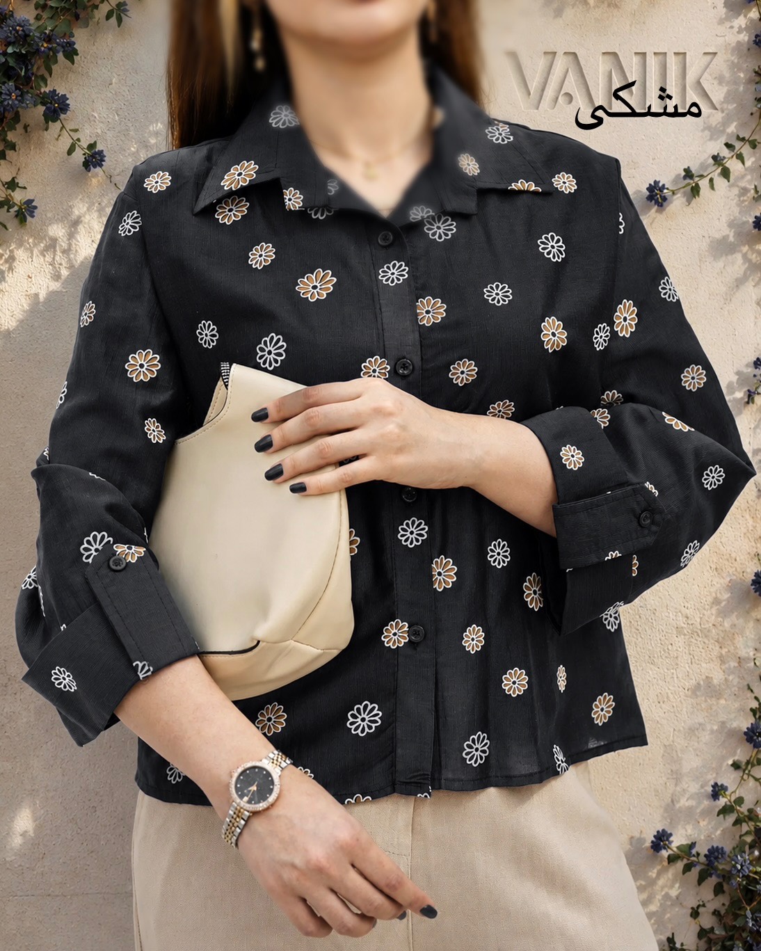 شومیز باکسی شیشه ای طرح گل کد i859