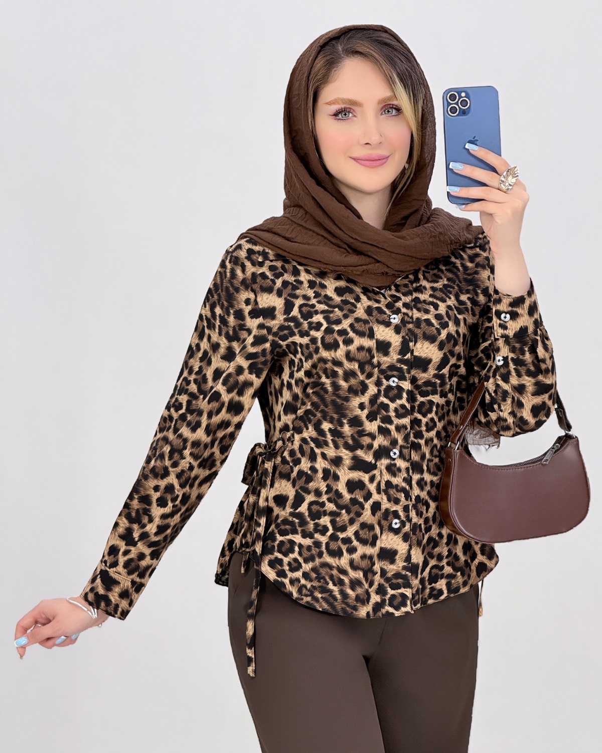 شومیز الیزه بغل بنددار کد i988