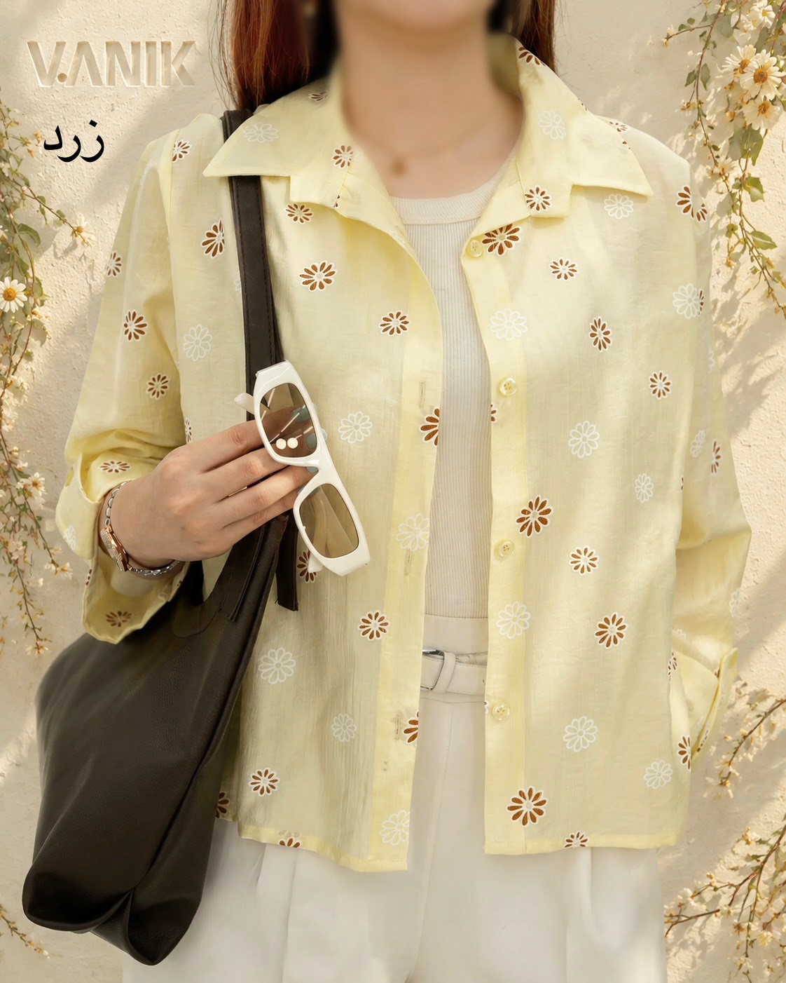 شومیز باکسی شیشه ای طرح گل کد i859