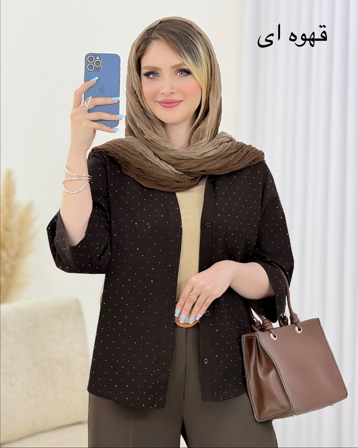 شومیز نگینی پشت پیل لینن کد i998