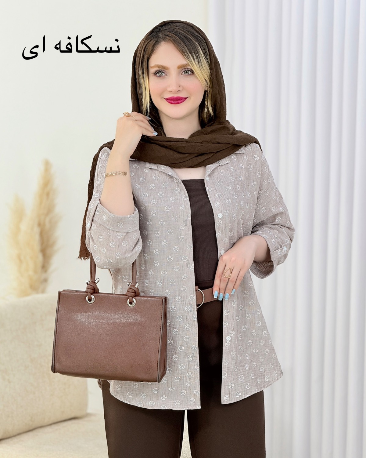 شومیز لینن پاگون طرح لبخند کد i930