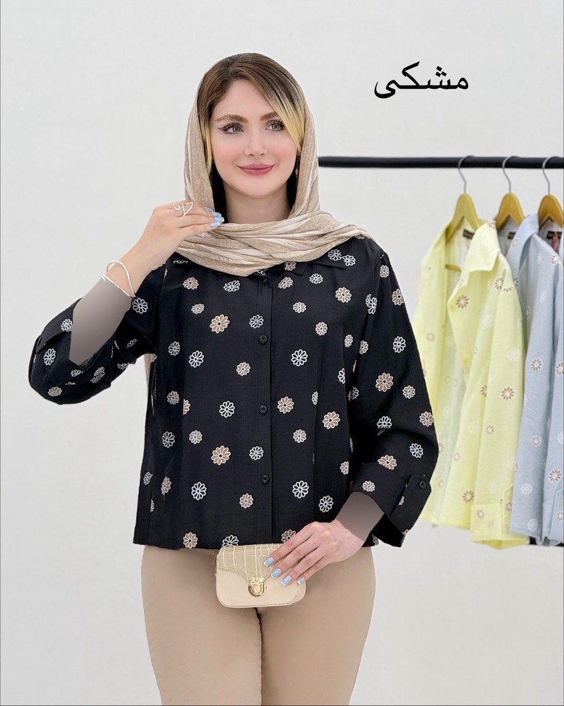 شومیز باکسی شیشه ای طرح گل کد i859