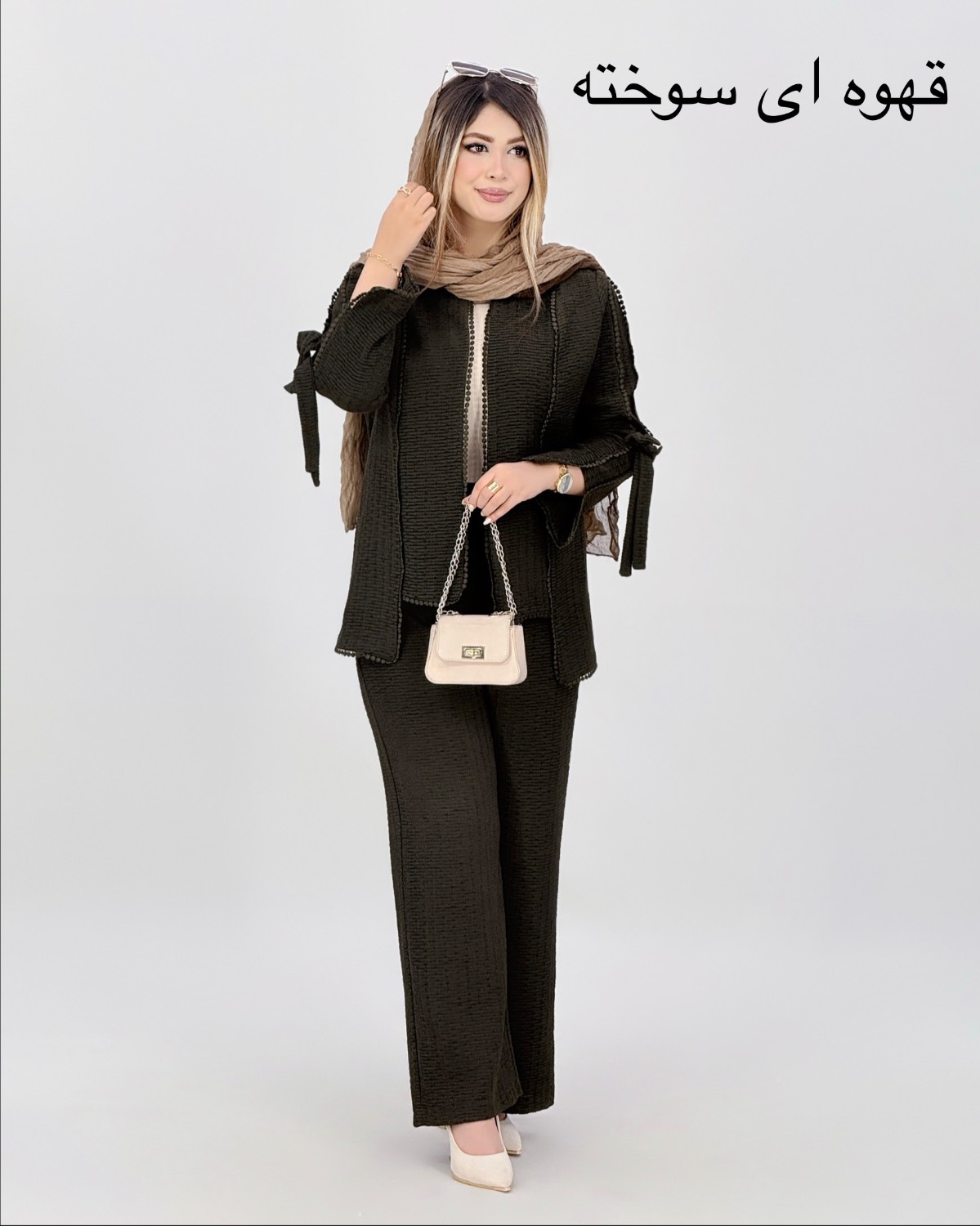 ست مانتو و شلوار شانتون ژاکارد زنبوری کد j002